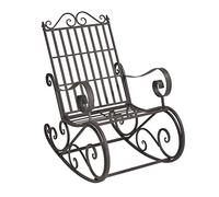 [en.casa] Mecedora de Metal para Relajar 92 x 59 x 90 cm Jardín Terraza Silla Balancín Vintage Sillón al Aire Libre Verde con pátina