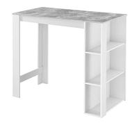 Mesa de bar danderyd con 3 estantes aglomerado 120x60x106 cm blanco / efecto hormigón [en.casa]