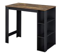 [en.casa] Mesa Alta Cocina Danderyd Mesa de Bar Moderna con 3 Estantes Laterales para Comedor Oficina en Casa Aglomerado 120 x 60 x 106 cm - Negro y Efecto Roble Oscuro