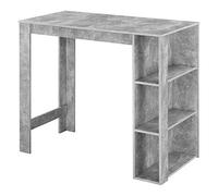 [en.casa] Mesa Alta Cocina Danderyd Mesa de Bar Moderna con 3 Estantes Laterales para Comedor Oficina en Casa Aglomerado 120 x 60 x 106 cm - Efecto hormigón