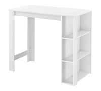 [en.casa] Mesa Alta Cocina Danderyd Mesa de Bar Moderna con 3 Estantes Laterales para Comedor Oficina en Casa Aglomerado 120 x 60 x 106 cm - Blanco