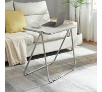 [en.casa] Mesa Auxiliar Alerhavn Plegable Mesita de Café Mesa de Centro Pequeña Salón Dormitorio Despacho 70 x 49 x 68 cm - Blanco