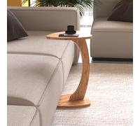 [en.casa] Mesa Auxiliar con 4 Ruedas Klinerg en Forma de C Mesita de Café Mesa de Centro Pequeña Móvil Salón Dormitorio 40 x 37 x 56 cm - Efecto Madera