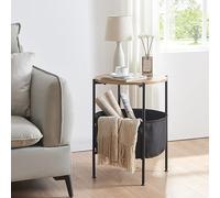 Mesa auxiliar suonenjoki metal/aglomerado 59 x ø 47cm negro efecto nogal gris [en.casa]