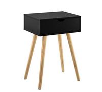 [en.casa] Mesa Auxiliar con un Cajón 60 x 40 x 29,5 cm Mesilla de Noche Mesita Cómoda Diseño Negro