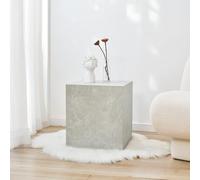 [en.casa] Mesa Auxiliar Ellelu en Forma de Cubo para Salón Dormitorio Recibidor Mesilla de Noche Montada Estable Versátil MDF 45 x 40 x 40 cm - Efecto Mármol Topo