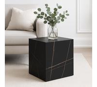 [en.casa] Mesa Auxiliar Ellelu en Forma de Cubo para Salón Dormitorio Recibidor Mesilla de Noche Montada Estable Versátil MDF 45 x 40 x 40 cm - Efecto Mármol Negro