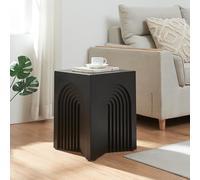 [en.casa] Mesa Auxiliar Elverumn Cuadrada con Diseño Arqueado Mesita de Noche Premontada para Salón Entrada Dormitorio Mesa de Centro Estable Versátil MDF 45 x 35 x 35 cm - Negro Mate
