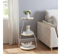 Mesa auxiliar sipoo metal/aglomerado 74x46x37 cm blanco / dorado [en.casa]