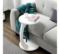 Mesa auxiliar holeby con 4 ruedas aglomerado 56 x ø 38 cm - blanco [en.casa]