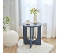 [en.casa] Mesa Auxiliar Kysdajore para Salón Dormitorio Recibidor Mesa de Sofá Mesilla de Noche con Tablero Redondo 50 x Ø40 cm - Azul grisáceo