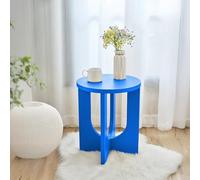[en.casa] Mesa Auxiliar Kysdajore para Salón Dormitorio Recibidor Mesa de Sofá Mesilla de Noche con Tablero Redondo 50 x Ø40 cm - Azul Real