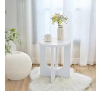 [en.casa] Mesa Auxiliar Kysdajore para Salón Dormitorio Recibidor Mesa de Sofá Mesilla de Noche con Tablero Redondo 50 x Ø40 cm - Blanco