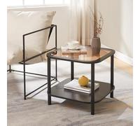 [en.casa] Mesa Auxiliar Latama Cuadrada Mesita de Café Mesa de Centro Pequeña con Estante Tablero de Vidrio Templado Salón Dormitorio Despacho MDF 51 x 51 x 45 cm - Negro/Vidrio Bronce