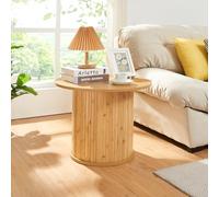 Mesa auxiliar ledepid tablero cicular 45xø60 cm - natural [en.casa]