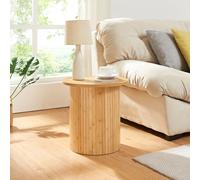 Mesa auxiliar ledepid tablero saliente 40xø40 cm - natural [en.casa]