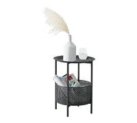 [en.casa] Mesa Auxiliar Mesa de Café Mesa de Salón Redonda Intemporal Polivalente Metal 45 x 35 cm Negra