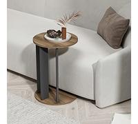 [en.casa] Mesa Auxiliar Mesa de Centro Redonda Mesita de Noche Inusual Uso Versátil Aglomerado 64 x Ø 34 cm Efecto Nogal/Antracita