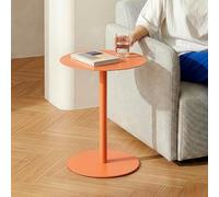 [en.casa] Mesa Auxiliar Nastätten Tablero Redondo para Sala Terraza Práctica Mesilla de Noche Apta para Interior/Exterior Mesa de Café Metal 50 x Ø 40 cm - Naranjo Mate