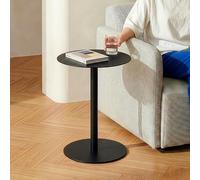 [en.casa] Mesa Auxiliar Nastätten Tablero Redondo para Sala Terraza Práctica Mesilla de Noche Apta para Interior/Exterior Mesa de Café Metal 50 x Ø 40 cm - Negro Mate