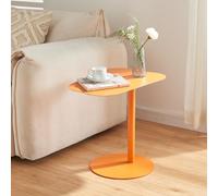 [en.casa] Mesa Auxiliar Nastätten Trapezoidal para Sala Terraza Práctica Mesilla de Noche Apta para Interior/Exterior Mesa de Café Metal 50 x 50 x 38 cm - Naranja