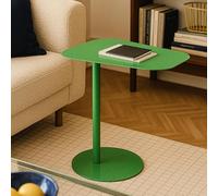 [en.casa] Mesa Auxiliar Nastätten Trapezoidal para Sala Terraza Práctica Mesilla de Noche Apta para Interior/Exterior Mesa de Café Metal 50 x 50 x 38 cm - Verde Manzana