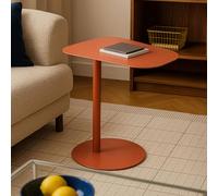 [en.casa] Mesa Auxiliar Nastätten Trapezoidal para Sala Terraza Práctica Mesilla de Noche Apta para Interior/Exterior Mesa de Café Metal 50 x 50 x 38 cm - Rojo ladrillo
