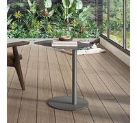 [en.casa] Mesa Auxiliar Nastätten Trapezoidal para Sala Terraza Práctica Mesilla de Noche Apta para Interior/Exterior Mesa de Café Metal 50 x 50 x 38 cm - Gris Mate