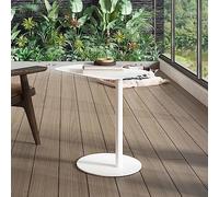 [en.casa] Mesa Auxiliar Nastätten Trapezoidal para Sala Terraza Práctica Mesilla de Noche Apta para Interior/Exterior Mesa de Café Metal 50 x 50 x 38 cm - Blanco