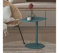 [en.casa] Mesa Auxiliar Nastätten Trapezoidal para Sala Terraza Práctica Mesilla de Noche Apta para Interior/Exterior Mesa de Café Metal 50 x 50 x 38 cm - Azul Mate