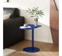 [en.casa] Mesa Auxiliar Nastätten Trapezoidal para Sala Terraza Práctica Mesilla de Noche Apta para Interior/Exterior Mesa de Café Metal 50 x 50 x 38 cm - Azul Oscuro