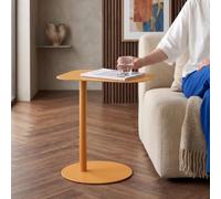 [en.casa] Mesa Auxiliar Nastätten Trapezoidal para Sala Terraza Práctica Mesilla de Noche Apta para Interior/Exterior Mesa de Café Metal 50 x 50 x 38 cm - Naranja