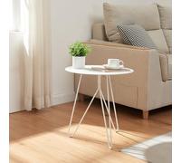 Mesa auxiliar nopimi redonda 3 patas metal 45xø43cm - blanco mate [en.casa]