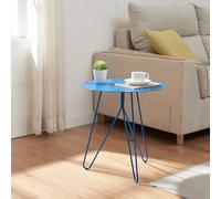 Mesa auxiliar nopimi redonda 3 patas metal 45xø43cm - azul mate [en.casa]