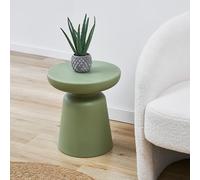 [en.casa] Mesa Auxiliar Posio para Salón Dormitorio Recibidor Mesa de Sofá de Diseño Único Mesilla de Noche Mesita de Café con Tablero Redondo 44 x Ø40 cm - Verde