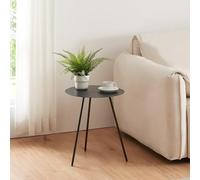 [en.casa] Mesa Auxiliar Redonda para Salón Entrada Dormitorio Mesa de Centro Mesilla de Noche con 3 Patas Estable Versátil Metal 45 x Ø 40 cm - Negro