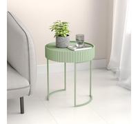 [en.casa] Mesa Auxiliar Rill Redonda con Borde Elevado para Salón Entrada Dormitorio Mesa de Centro Mesilla de Noche Base Trineo Estable Versátil MDF Metal 46 x Ø 40 cm - Verde Menta