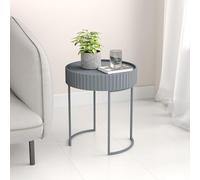 [en.casa] Mesa Auxiliar Rill Redonda con Borde Elevado para Salón Entrada Dormitorio Mesa de Centro Mesilla de Noche Base Trineo Estable Versátil MDF Metal 46 x Ø 40 cm - Gris