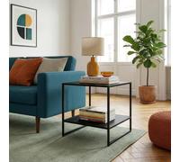 [en.casa] Mesa Auxiliar Salsnes con Estante Acero 53x51x51cm Negro