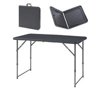 Mesa plegable adelfia altura regulable metal/plástico 120x60cm - ratán negro [en.casa]