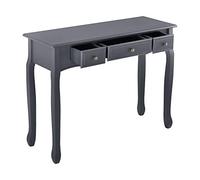 [en.casa] Mesa Consola con 3 cajones 78 x 100 x 35 cm Cómoda Armario Recibidor Vintage MDF/Pin Gris Oscuro