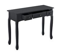 [en.casa] Mesa Consola con 3 cajones 78 x 100 x 35 cm Cómoda Armario Recibidor Vintage MDF/Pin Negro