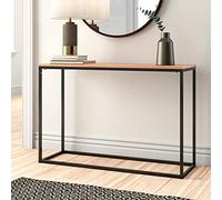 [en.casa] Mesa Consola Mueble de Entrada para Pasillo Recibidor Sala de Espera Metal/Tablero en MDF 80 x 100 x 30 cm - Negro y Efecto Roble