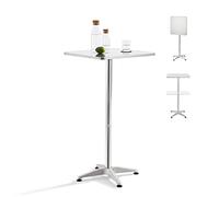 [en.casa] Mesa de Bar Bistró Cuadrada Interior/Exterior Altura Ajustable Tablero Plegable con Base Cruzada Aluminio MDF 75-115 x 60 x 60 cm Plata