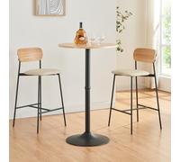 [en.casa] Mesa de Bar bistró Vantaa Redonda Acero 100xØ60cm Roble y Negro