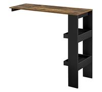 [en.casa] Mesa de Bar Bromölla Mesa de Bistro Elegante 120 x 45 x 106 cm Mesa Alta de Cocina con 2 Estantes Integrados Negro y Roble Oscuro