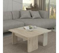 [en.casa] Mesa de Centro Boneksbelt de 2 Piezas en Forma de L Diseño Modular Juego de 2 Mesas Auxiliares para el Salón Mesa de Café con Aglomerado 75x75x38 cm - Arena/Travertino