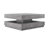 [en.casa] Mesa de Centro Florenz Mesa Baja Cuadrada con Tablero Giratorio y Estante Mueble Auxiliar Mesita para Salón 76 x 76 x 38 cm - Efecto hormigón