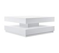[en.casa] Mesa de Centro Florenz Mesa Baja Cuadrada con Tablero Giratorio y Estante Mueble Auxiliar Mesita para Salón 76 x 76 x 38 cm - Blanco