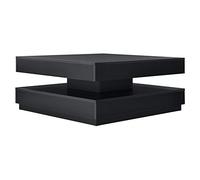 [en.casa] Mesa de Centro Florenz Mesa Baja Cuadrada con Tablero Giratorio y Estante Mueble Auxiliar Mesita para Salón 76 x 76 x 38 cm - Negro